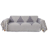 Reversible Sofa Couch Cover Boho Chenille Blanket Gray