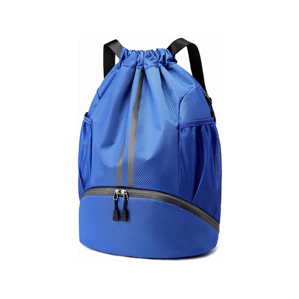 Water Resistant Drawstring Backpack Sports Gym Sackpack with Shoe Compartment Royal Blue