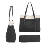 Women Tote Bag for Work Travel Canvas Laptop Handbag Shoulder Bag Black