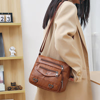 Crossbody Bag for Women Leather Messager Bag Large Capacity Shoulder Bag Brown
