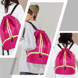 Water Resistant Drawstring Backpack Sports Gym Sackpack with Shoe Compartment Rose Red