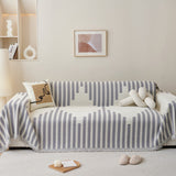 Reversible Sofa Couch Cover Boho Chenille Blanket Gray