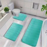 3 Pieces Set Water Absorption Bathroom Floor Mats Non-Slip Bath Mats Light Green