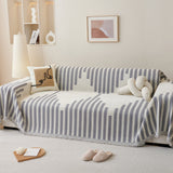 Reversible Sofa Couch Cover Boho Chenille Blanket Gray