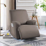 Full Wrapped Stretch Recliner Chair Cover Elastic Recliner Sofa Slipcover Light Brown