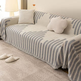 Reversible Sofa Couch Cover Boho Chenille Blanket Gray
