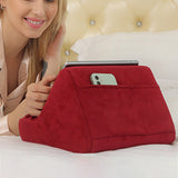 Multi-Angle Tablet Holder Compatible with iPads Lazy Holder Stand for Bed and Desk with 2 Pockets Wine Red