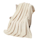 Soft Double-Sided Throw Blanket  Fuzzy Warm Reversible Blanket for Couch Bed Sofa Beige
