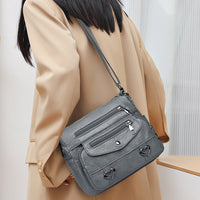 Crossbody Bag for Women Leather Messager Bag Large Capacity Shoulder Bag Gray