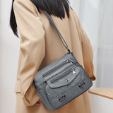 Crossbody Bag for Women Leather Messager Bag Large Capacity Shoulder Bag Gray