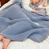 230 x 200cm Soft Faux Fur Sherpa Throw Blanket Large Cozy Blanket for Sofa Bed Blue