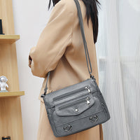 Crossbody Bag for Women Leather Messager Bag Large Capacity Shoulder Bag Gray