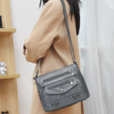 Crossbody Bag for Women Leather Messager Bag Large Capacity Shoulder Bag Gray