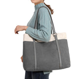Women Tote Bag for Work Travel Canvas Laptop Handbag Shoulder Bag Gray