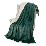 Soft Double-Sided Throw Blanket  Fuzzy Warm Reversible Blanket for Couch Bed Sofa Green