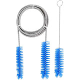 2 Pcs Flexible Drain Brush Set Double Ended Long Hose Pipe Cleaner for Refrigerator Defrost Blue