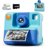 1080P Instant Print Camera Digital Video Cameras with Print Papers and 32GB TF Card Blue