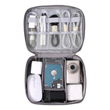Large Travel Organizer Bag for Electronics with Adjustable Dividers Gray