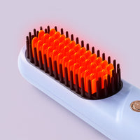 2-in-1 Cordless Hair Straightener Brush Portable Hair Comb with LED Display Hair Styling Tool White