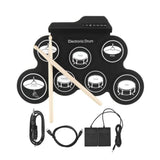 7-Pad Electronic Drum Set Roll-up Drum Practice Pads for Kids Black