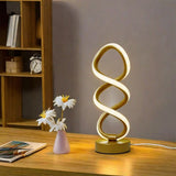 Modern LED Bedside Lamp Dimmable Table Light with USB Gold