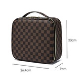 Checkered Travel Makeup Bag Adjustable Partition Cosmetic & Toiletry Organizer