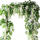 4PCS Artificial Silk Wisteria Vine Hanging Garlands 1.8m for Home & Garden Decoration White