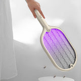 2 in 1 UV Light Mosquito Trap 3 Layer Grid USB Charging Electric Fly Swatter Bug