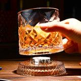 270ml Rotating Whiskey Glass Transparent Spinning Whiskey Tumbler for Home Bar Party Style 2