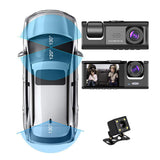 1080P 3-Channel Dash Cam Night Vision Dash Camera with 32GB TF Card