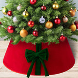 Christmas Tree Skirt Collar with Bow for Stand and Wire Cover Red