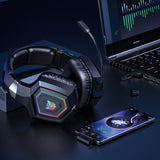 2.4GHz Wireless Gaming Headset with Flip Mic for PC Black