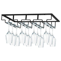 4-Slot Wine Glass Rack Holder Hanging Under Cabinet Stemware Storage Hanger for Kitchen Bar Black