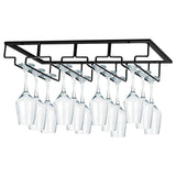 4-Slot Wine Glass Rack Holder Hanging Under Cabinet Stemware Storage Hanger for Kitchen Bar Black