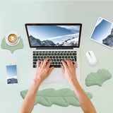 Leaf Shape Keyboard Wrist Rest Pad Set PU Leather Memory Foam Wrist Support Cushion