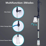 3-Mode Electric Aquarium Gravel Cleaner Fish Tank Water Pump Sand Washer for Aquarium Cleaning and Water Changes