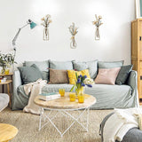 3Pcs Set Metal Flowers Wall Arts Minimalist Wall-Mount Flower Decors for Home Office Colorful