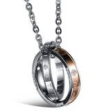 Eternal Love Interlocking Ring Couples Pendant Necklace His & Hers