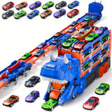 Dinosaur Transport Truck Toy Set with 12PCS Cars for Boys – Car & Truck Set Blue