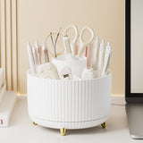 360 Degree Rotating Desk Organizer Dual-Purpose Pencil Pen Holder for Office School White