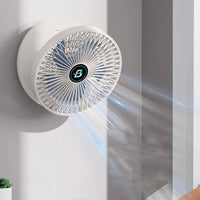 3-Speed Adjustable Air Circulator Fan Foldable  Wall Hanging Fan Rechargeable Desktop Cooling Fan White