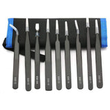 10PCS Precision Electronics Tweezers Set Anti Static Stainless Steel with Bag
