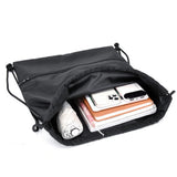 Water-resistant Drawstring Backpack Bag Portable Gym for Outdoor Travel Black