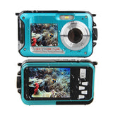 1080P Digital Underwater Camera with Dual Screen and 32GB TF Card Blue