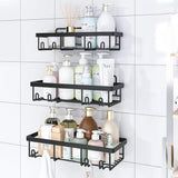 5Pcs Adhesive Shower Caddy Bathroom Wall Organizer Rack Black