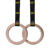 Wooden Gymnastic Rings Set Pull Up Gym Rings with Adjustable Straps for Workout Bodyweight Fitness Training