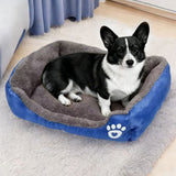 Soft Winter Semi-Enclosed Pet Bed Mat with Raised Edges Royal Blue