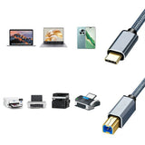Cable Type C to USB 2.0 Printer Type A Male to B for Scanner
