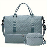 2Pcs Travel Bag Set Duffel Bag with Toiletry Bag Turquoise