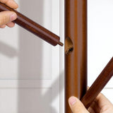 Wooden Coat Rack Freestanding with 8 Hooks for Bedroom Office Walnut